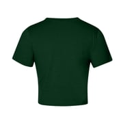 HWRETIE Cropped Ribbed Tank Top with Round Neck - Women Crop Cute Trendy Basic Tight Rounk Neck Crop Blouse Short Sleeve Crop Womens Casual Tops