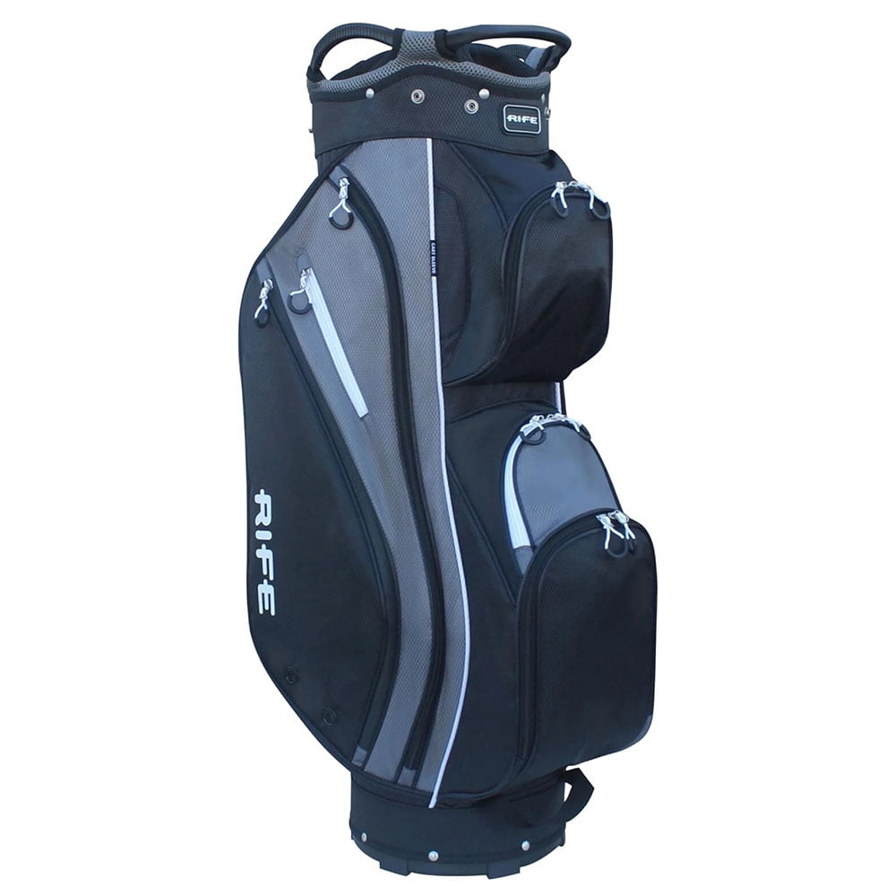 NEW Rife Golf RF-LITE Cart Bag 14-Way Top - Black / Grey