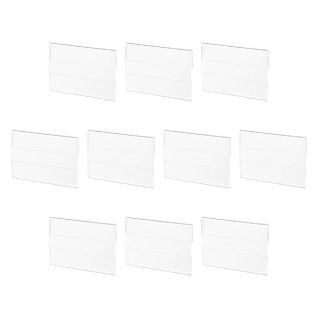 Soporte de señalización acrílico para montar en la pared 3.1 x 2 pulgadas, soporte de plástico transparente para pared horizontal, paquete de 10
