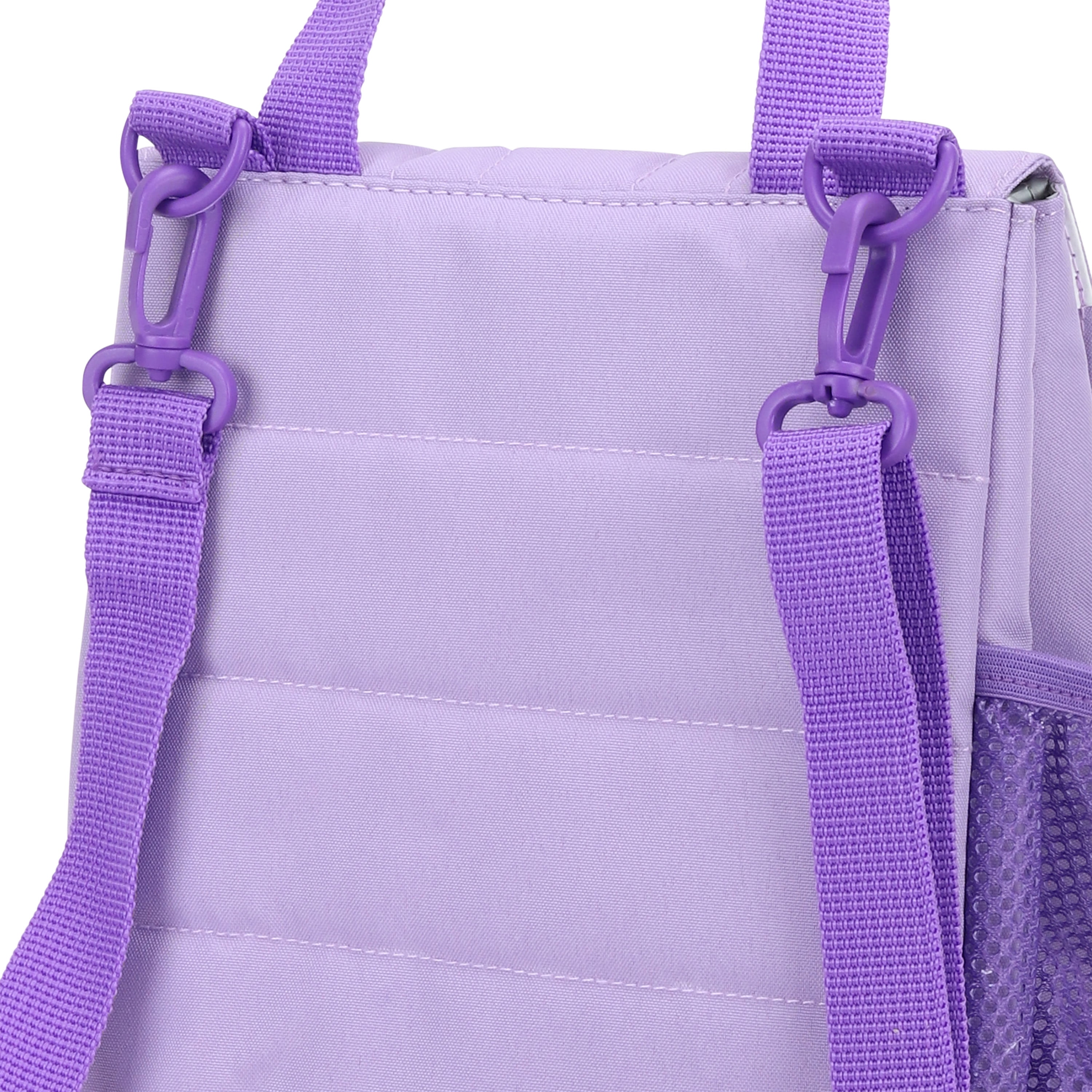 BUILT Insulated Reusable Polyester Kids Lunch Box Puffer Bag with Side Pocket, Purple