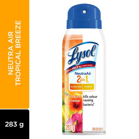Lysol NeutraAir 2in1, Tropical Breeze, Disinfects, Kills Odour Causing Bacteria, Kills 99.9% of Viruses & Bacteria, 283 g