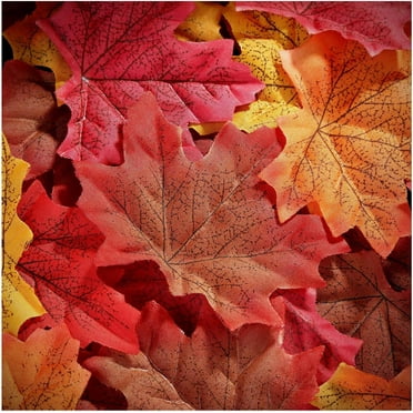300 Pieces Artificial Autumn Maple Leaves Mixed Fall Colored Leaf for Weddings, Events, Art Scrapbooking and Thanksgiving Day Decorations