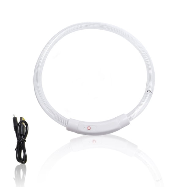 PETS COLLAR LED LIGHTING Suministros para mascotas Ajustable USB Carga Luminosa Pérdida Luminosa Accidentes Cuellos de Luz Collars Safety Para El Outdoor Medium White Advancent HA010373-16