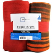 Mainstays Harvest 2Pk Fleece Throws, Red Sedona