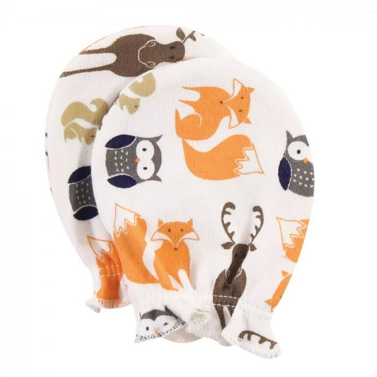 Hudson Baby Infant Boy Cotton Scratch Mittens, Forest, 0-6