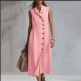 thumbnail image 4 of Shihyeh Linen Dresses for Women 2026 Casual Maxi Dress Lightweight Sleeveless Button Down Dresses V Neck Summer Beach Dresses, 4 of 6