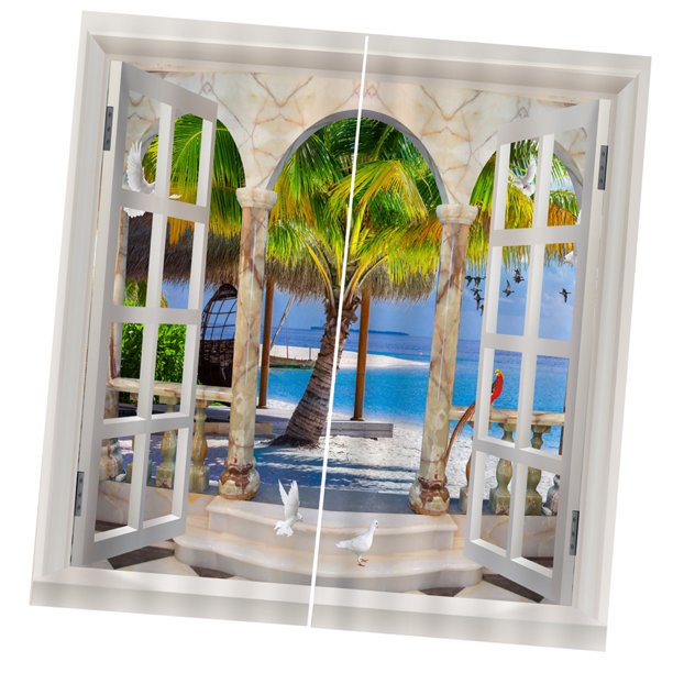 Cortina de ventana de Poliéster Moderna de 2 Piezas Perfecl 166x150cm