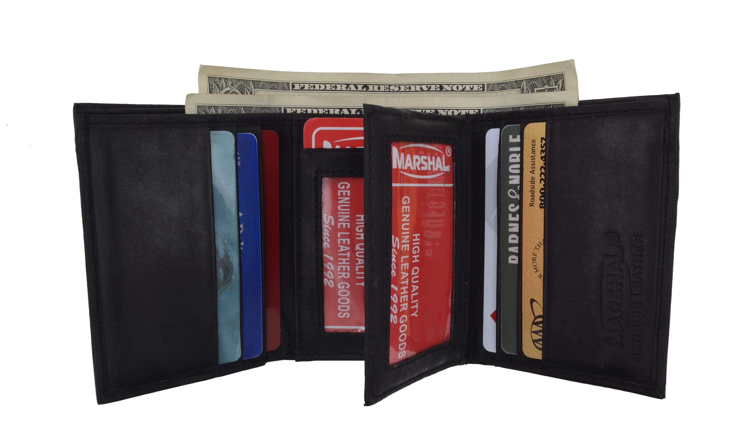 Marshal Wallet New Mens Trifold Leather Wallet Multi Pockets Classic