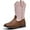 Pink, Brown, variant on Blikcon Kids Cowboy Boots for Boys & Girls Embroidered Square Toe Cowgirls Western Rodeo Boots with Side Zipper for Toddler & Little Kid & Big Kid