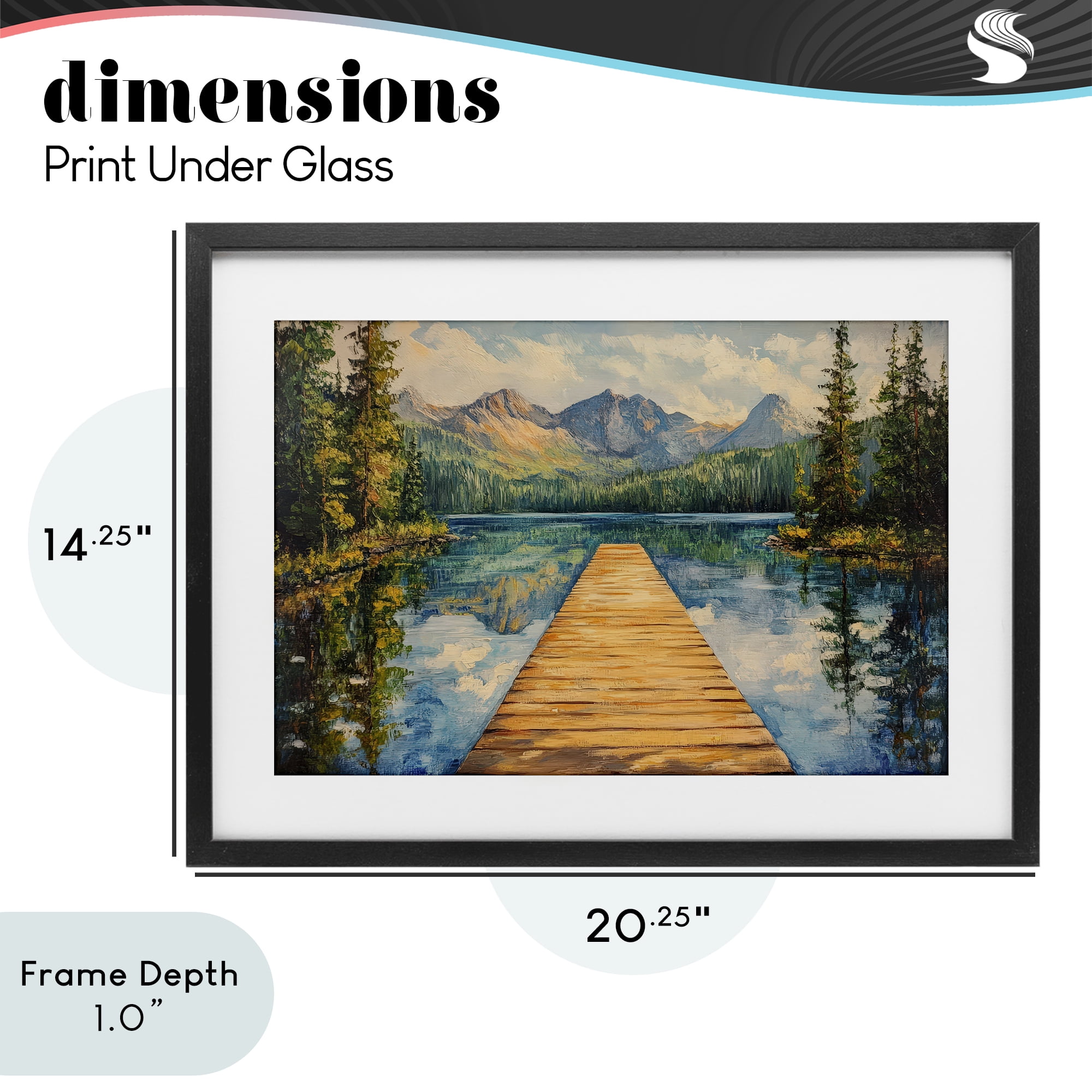 Stupell Industries Dock in The Mountains Black Framed Print Under Glass, design by Petal Prints Design