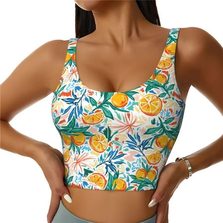 Jgfou Colorful Fruits Print Womens Sports Bra - Padded Workout Sports Bras Crop Tank Top