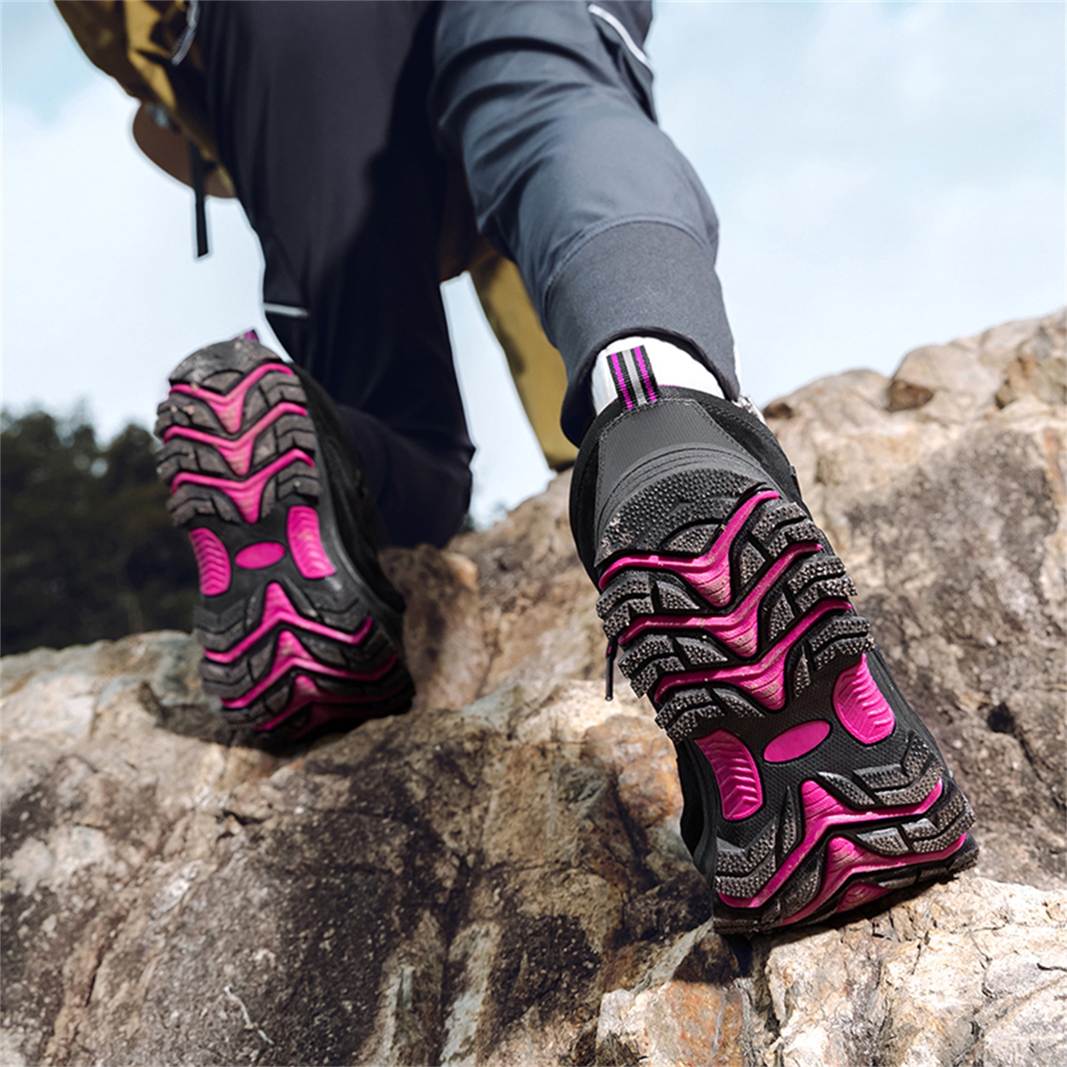 YOURDIARY Womens Mens Waterproof Anti-Slip Hiking Boots Outdoor Trekking Camping Trail Hiking Shoes