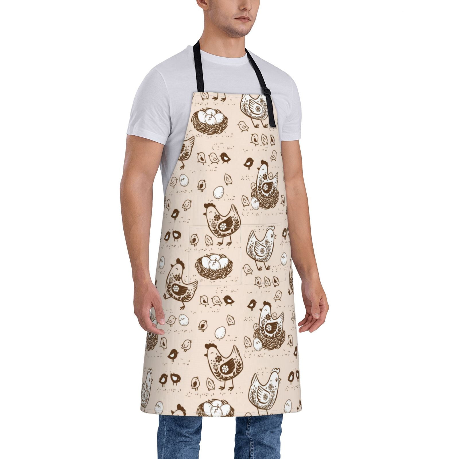 Kdxio Retro Rooster Apron with Pockets Adjustable Kitchen Aprons for Men Women Waterproof Aprons for Cooking,Drawing,Crafting, Baking Household Cleaning
