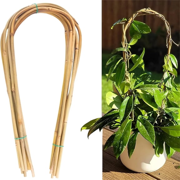 16 Inch Natural Bamboo Plants Trellis,Climbing Flowers and Vines,Ivy,Outdoor Planting,Garden Arch Trellis Support for Potted Plants,Trellis for Climbing Plants(10Pcs)