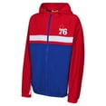 thumbnail image 2 of Youth Red Philadelphia 76ers Headliner Windbreaker Full-Zip Hoodie Jacket, 2 of 3