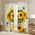 thumbnail image 2 of Erosebridal Sunflower Curtains,Retro Bohemian Flower Insulated Thermal Curtains,Rustic Farmhouse Butterfly Window Curtains,Boho Damask Window Treatments,Oil Painting Darkening Curtains,Yellow 42"X90", 2 of 5
