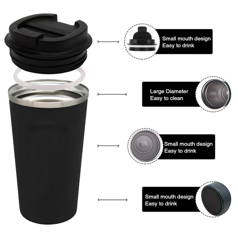 Double Layer Vacuum Insulated Travel Mug With Straw - Stainless Steel Coffee  Cup For Hot And Cold Beverages On The Go - Temu
