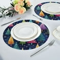 thumbnail image 4 of 15.4" Round Placemat Set of 1 Polyester Fabric Place Mats Non-Slip Dining Kitchen Table Mats for Kitchen Party Decor Colorful Christmas Trees Pattern, 4 of 5