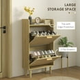 thumbnail image 4 of HOMCOM Narrow Shoe Cabinet with 2 Rattan Flip Drawers for 12 Pairs, 4 of 10