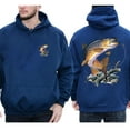 thumbnail image 3 of Brown Trout Fisherman Double Sided Hoodie – Fly Fishing Outdoor Adventure Pullover, Nature Lover Sweatshirt for Men and Women, 3 of 7