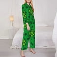 thumbnail image 3 of Fotbe St Patrick's Day5 Conjunto de Pijama de Manga Larga para Mujer con Estampado, Ropa de Dormir de 2 Piezas, Conjunto de Casa Suave y Cómodo con Bolsillos-Large, 3 of 7