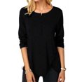 thumbnail image 1 of U.Vomade Women's Solid Button T-Shirt Long Sleeve Top, 1 of 5