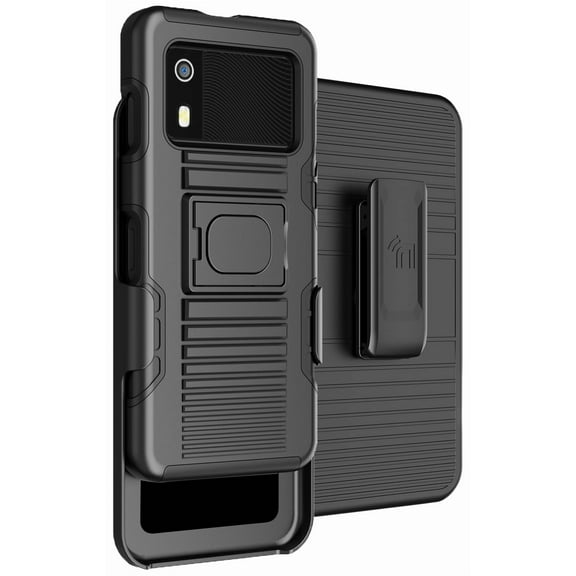Case and Belt Clip for Zebra EM45 RFID Mobile Scanner, Nakedcellphone Rugged Combo: Hybrid Ring Grip Cover with Stand and Holster Holder - Black
