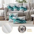 thumbnail image 6 of Turquoise Marble Outdoor Waterproof Pillow Covers, Luxury Modern Abstract Texture Art Decorative Square Throw Pillowcase Sofa Cushion Sham for Patio/Couch/Chair, 16"x16" 2 Pack, 6 of 8