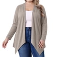thumbnail image 3 of Fnooota Women's Plus Size Open Front Cardians, Casual Lightweight Long Sleeve Soft Comfy Cardigans for Women Khaki Size XL, 3 of 8
