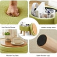 thumbnail image 4 of Storage Ottoman, Modern Round Footrest with Soft Padded Seat, Teddy Velvet Footstool with Wood Legs, Accent Small Table or Plant Stand for Hallway, Living Room (Cream), 4 of 16