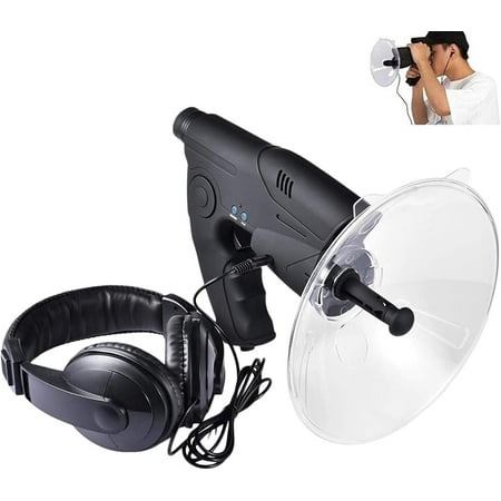 Parabolic Dish Directional Microphone for Long Range Listening Device up to 300 FT Monocular X8 Times Long Distance Hearing Birds Listening Telescope Camping Tools