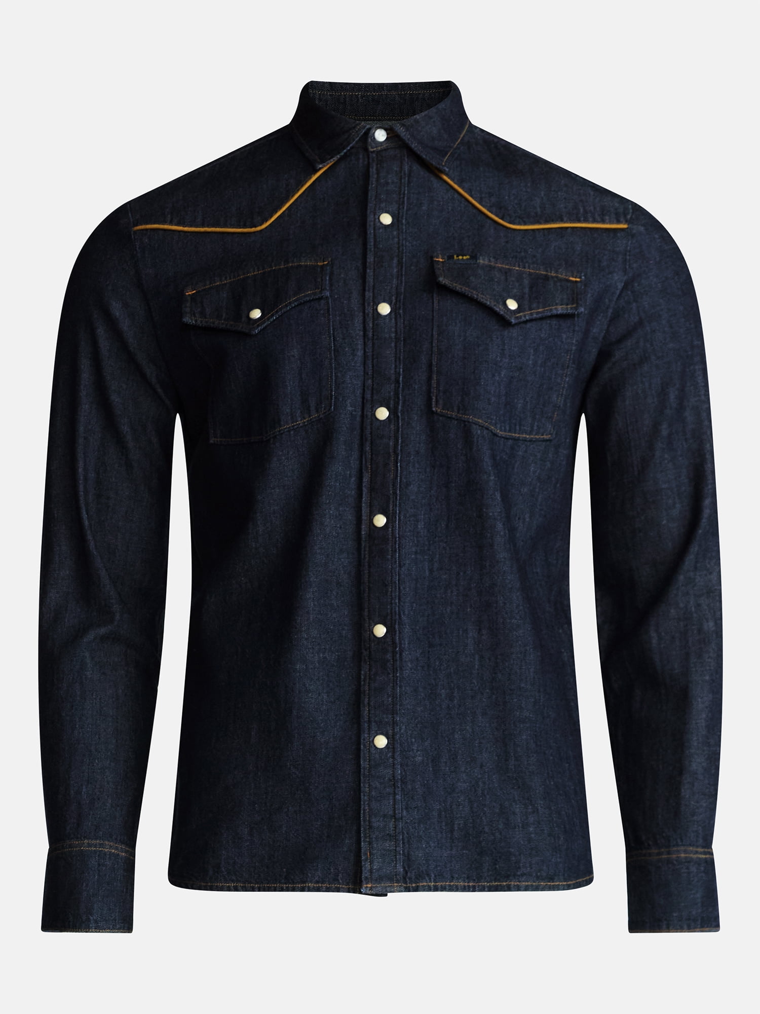 Kacey Lee Men's Western Denim Shirt with Long Sleeves, Sizes S-2XL
