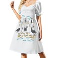 thumbnail image 1 of Vestido de manga corta con estampado de gaviotas, vestido de verano, vestidos de diario, estilo coreano, atuendo para festivales, vestido para mujer, 1 of 7