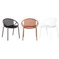 thumbnail image 3 of 2 Patio Dining Chairs, Black. Modern Simple Style With Breathable . Metal Legs And Plastic Seat. Ergonomic, Strong, 300 Lbs Capacity. 24.79"x23.16"x30.64". Assembly Required Chairs ( Of 2), Art + ,, 3 of 6
