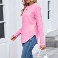 thumbnail image 6 of Fall Tops for Women 2025, Comdrip Tops for Women Long Sleeve Knit Crew Neck T Shirts Side Split Blosue Casual Loose Fit Fall Basic Tees Womens Long Sleeve Tops Pink XL, 6 of 9