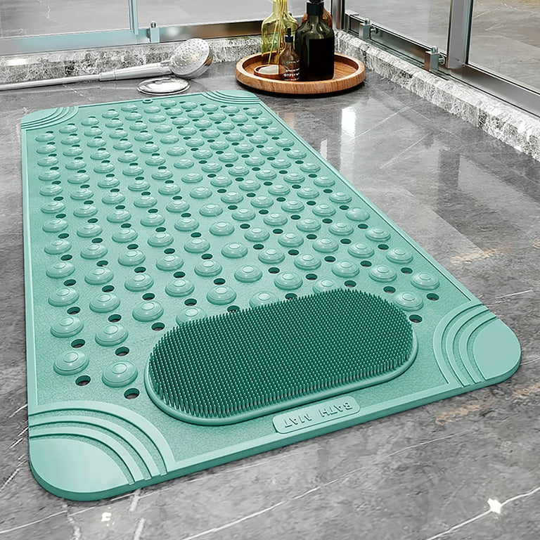 Wozhidaose Bathroom Organizer Foot Scrubber Shower Mat with Pumice Feet Scrub Stone Bathtub Mat with Antislip Suction Cups and Drain Holes Non Slip