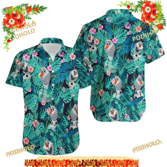 Olaf Floral Disney Hawaiian Shirt