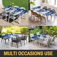 thumbnail image 5 of Navy Blue Christmas Table Cloths for 4 Foot Rectangle Tables, Snowman Snowflake Gifts Xmas Tree Patio Waterproof Elastic Fitted Tablecloths, Washable Rectangular Table Cover for Camping, 5 of 8