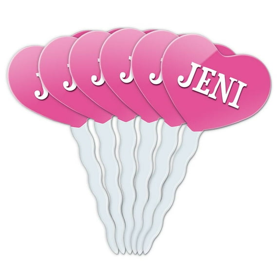 Jeni Heart Love Cupcake Picks Toppers - Set of 6
