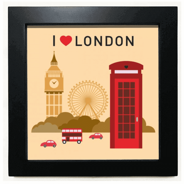 I Love London UK Post Office Flag Mark Black Square Frame Picture Wall Tabletop