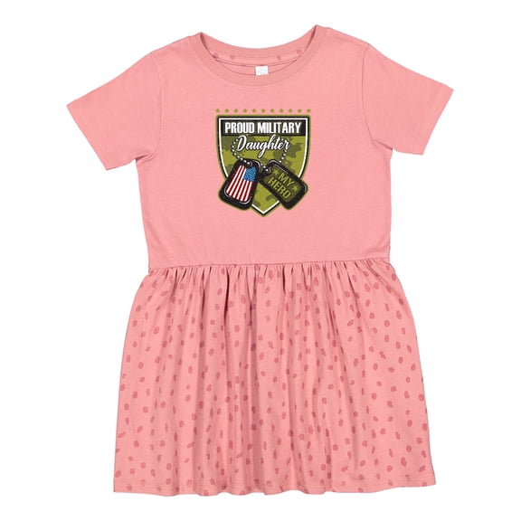 Inktastic Proud Military Daughter Soldier Hero Girls Toddler Dress