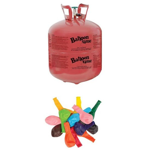 Balloon Time Large Helium Tank with 30 Balloons & Ribbon