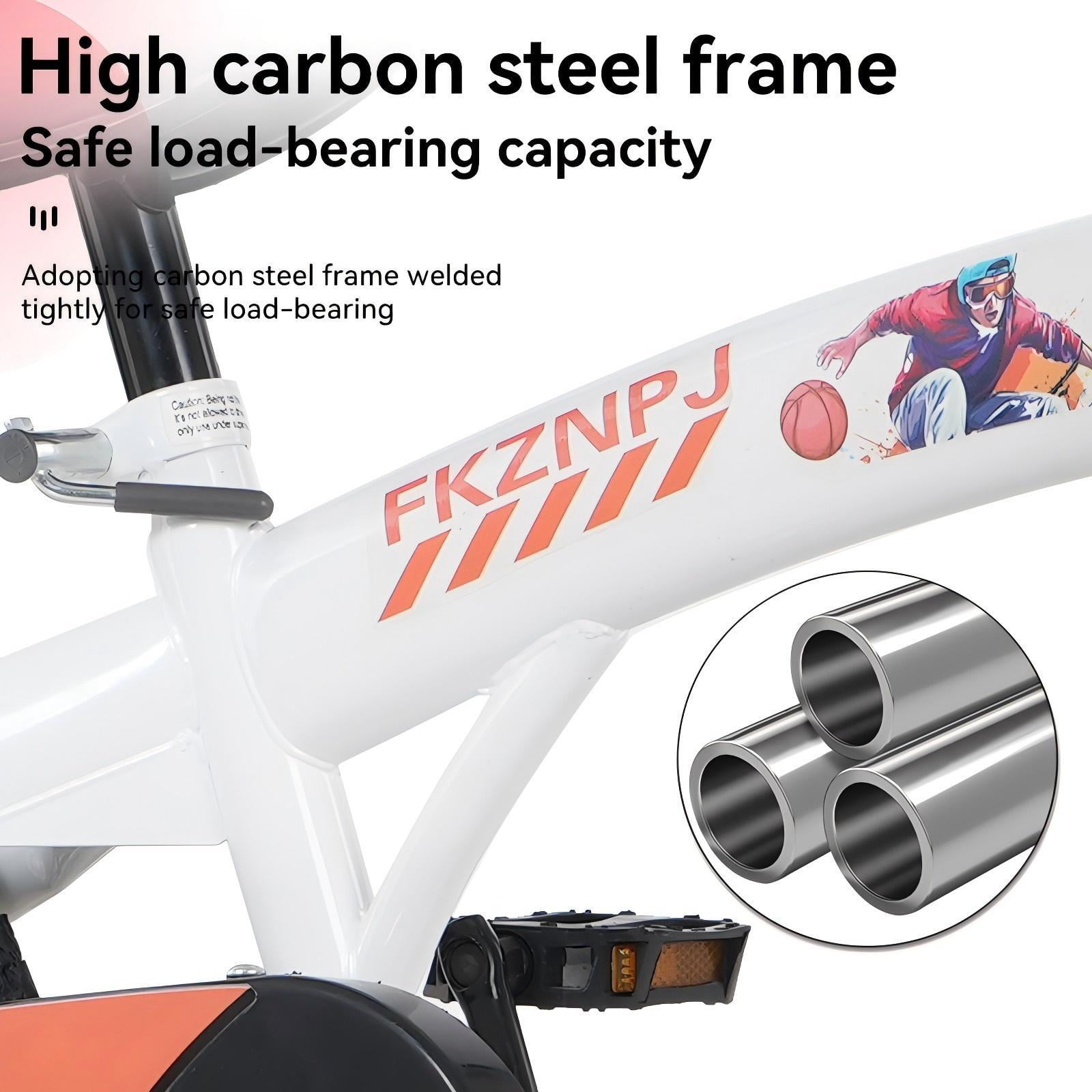 Euroco 16 Inch Kids Bike for Age 4-8 Years, Easy Learning Children Bicycles with Adjustable Saddle,Handbrake and Kickstand Training Wheels for Rider Height 41"- 53",White