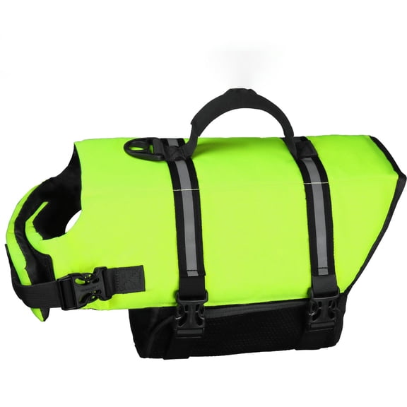 Bangbobby Rip-Stop Dog Life Jacket, Swimming Life Vest with Handle, Buoyant Dog Safety Vest for Swimming & Boating, Reflective, Bright Yellow, Medium