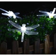 thumbnail image 3 of Guirnalda de 30 luces LED solares con forma de libélulas, impermeables, para decoración de interiores y exteriores, para patio, color blanco, 3 of 5
