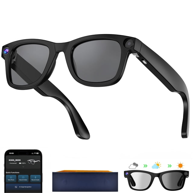 Gafas Inteligentes Warchody G300L-B con Cámara 8MP y Asistente de Voz AI