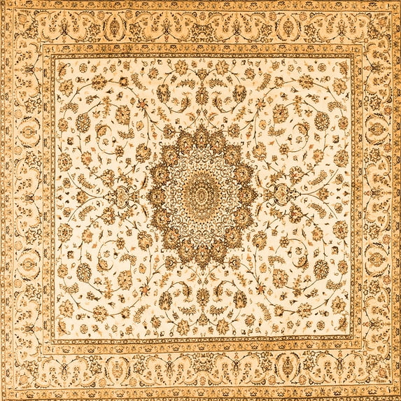 Ahgly Company Indoor Square Medallion Orange Traditional Area Rugs, 3' Square