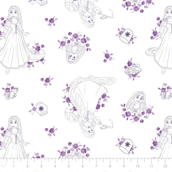 Disney Forever Princess Rapunzel Toile in Purple 100% Cotton Fabric by The Yard