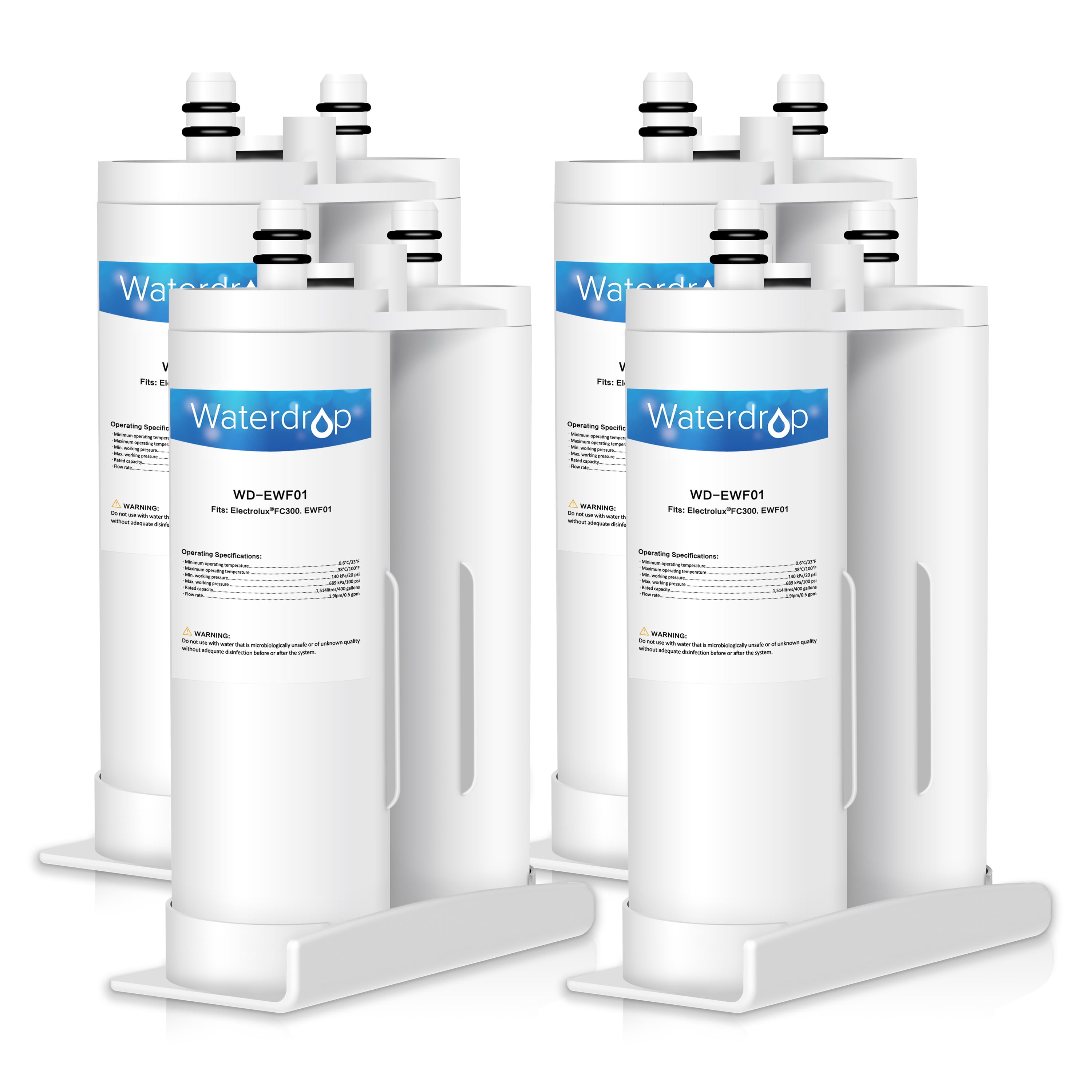 4 Pack Waterdrop EWF01 Replacement for Electrolux FC300 EWF01