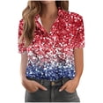 thumbnail image 5 of Mifsaly Short Sleeve Button Down Shirts for Women Lapel Collar V Neck Blouses Patriotic Hearts American Flag Print Independence Day Tops 2026 S, 5 of 6